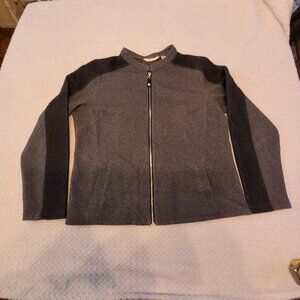 Liz Claiborne Women’s Sz Medium Gray/Black Cotton Zip Up Warm-Up Jacket